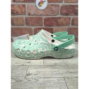 Crocs Baya Seasonal Printed Clog Men's Size 12 Pistachio Green Floral Design NWT